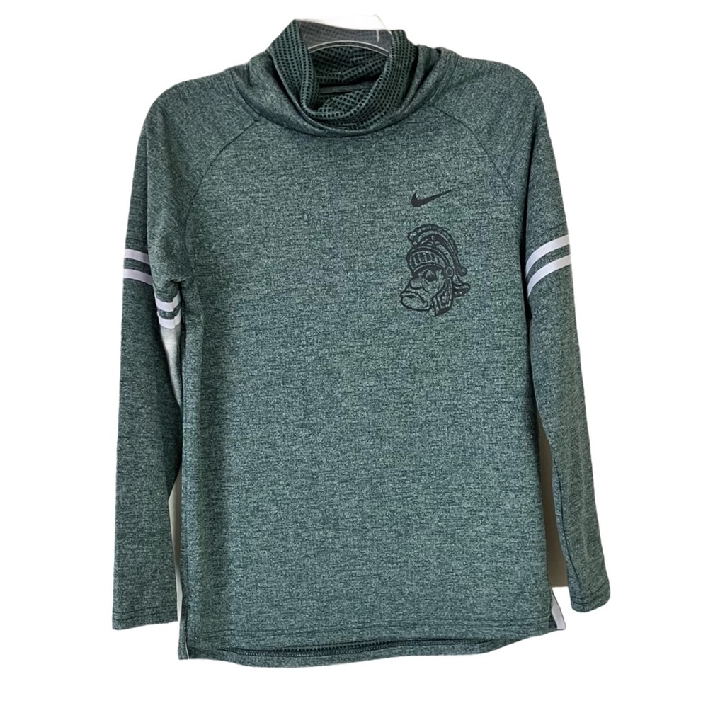 Nike Sweatshirt, Michigan State Spartans Logo, Sz. S, Loose Turtleneck, Green